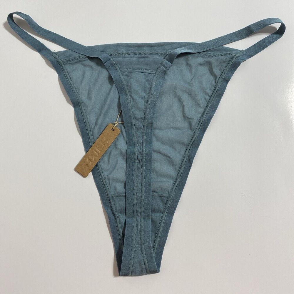 Skims Summer Mesh Thong Panty Panties Women's 4X Arctic Blue Green Sheer NEW - Picture 2 of 2